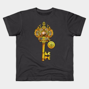 Golden and Gray Key for a Couple Love Lock Kids T-Shirt